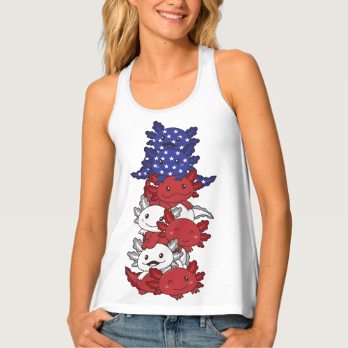 Axolotl For The Fourth Of July Usa Flag Axolotls Tank Top