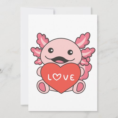 Axolotl For Valentines Day Cute Animals Heart Hol Holiday Card