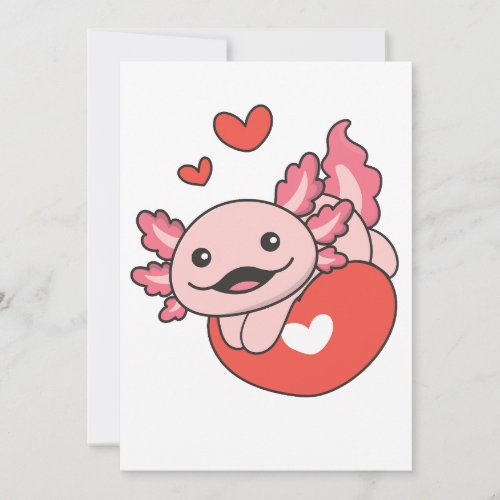 Axolotl For Valentines Day Cute Animals Heart Hol Holiday Card