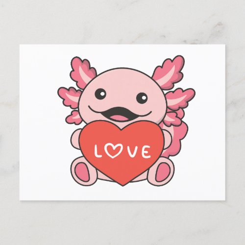 Axolotl For Valentines Day Cute Animals Heart Hol Holiday Postcard