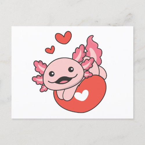 Axolotl For Valentines Day Cute Animals Heart Hol Holiday Postcard