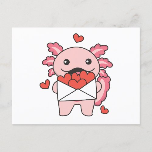 Axolotl For Valentines Day Cute Animals Heart Holiday Postcard
