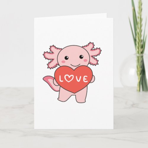 Axolotl For Valentines Day Cute Animals With Card