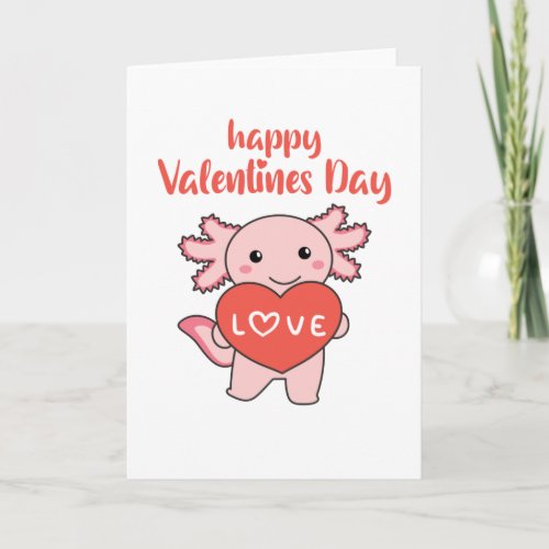 Axolotl For Valentines Day Cute Animals With Card