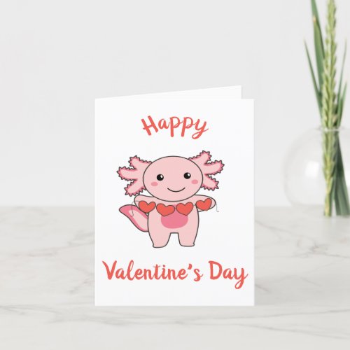 Axolotl For Valentines Day Cute Animals With Holiday Card