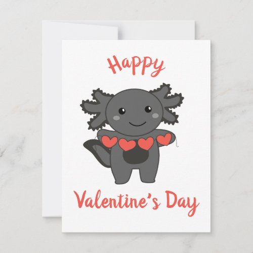 Axolotl For Valentines Day Cute Animals With  Holiday Card