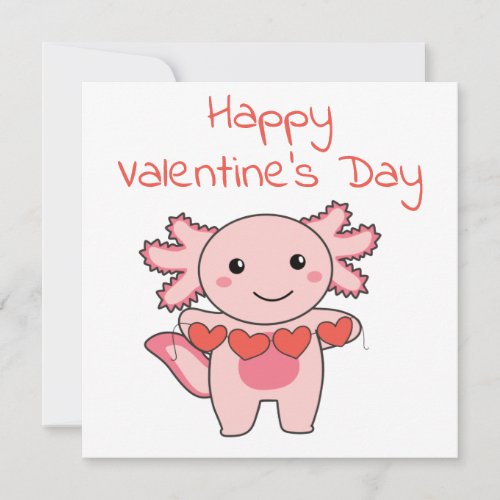 Axolotl For Valentines Day Cute Animals With Holiday Card