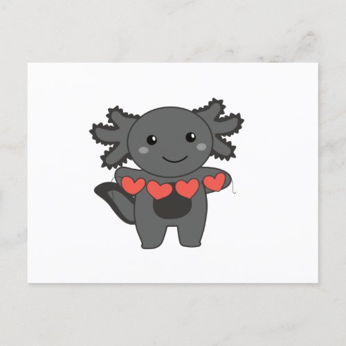 Axolotl For Valentines Day Cute Animals With Holiday Postcard