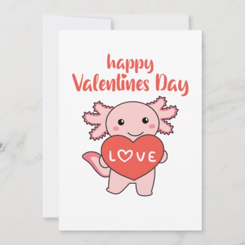 Axolotl For Valentines Day Cute Animals With Invitation