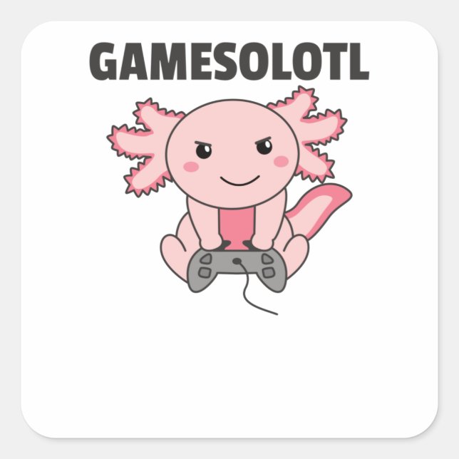 Axolotl Gamesolotl Cute Animals For Gamers Square Sticker (Front)