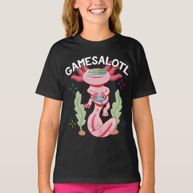 Axolotl Gaming Gamesalotl Kawaii T-Shirt (Front)