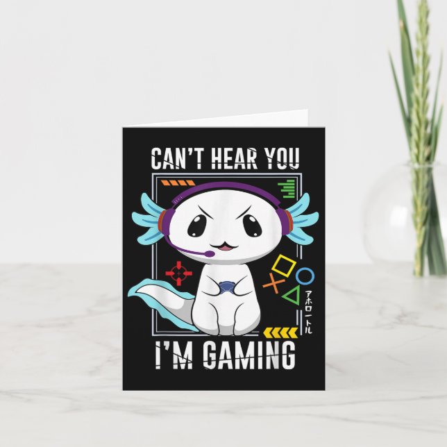 Axolotl Gaming Salamander As Gamer  Card (Front)