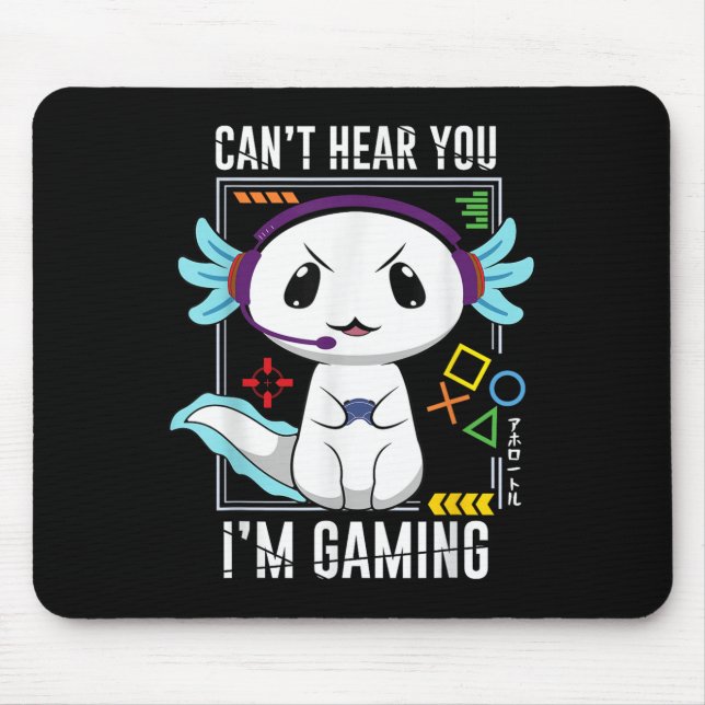 Axolotl Gaming Salamander As Gamer  Mouse Pad (Front)