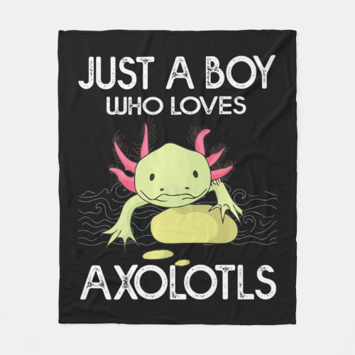 Axolotl Gift Anime Japanese Just A Boy Who Loves A Fleece Blanket