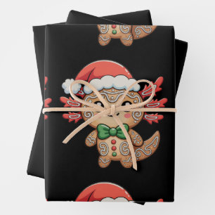 Axolotl Gingerbread Christmas Xmas Matching Family Wrapping Paper Sheets