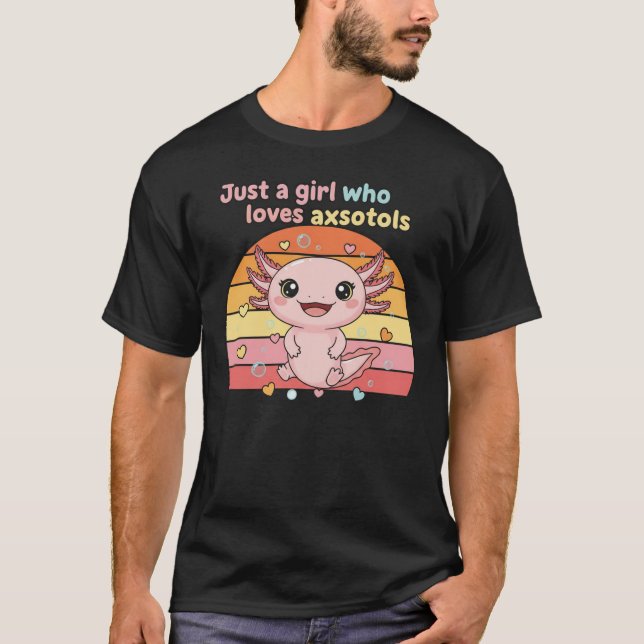 Axolotl Girl Retro Cute Design T-Shirt (Front)