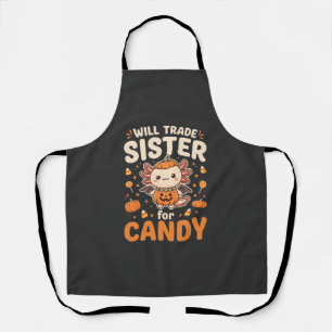 Axolotl Halloween Candy Trade Vector Design_1 Apron