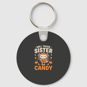 Axolotl Halloween Candy Trade Vector Design_1 Keychain