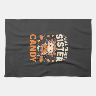 Axolotl Halloween Candy Trade Vector Design_1 Kitchen Towel
