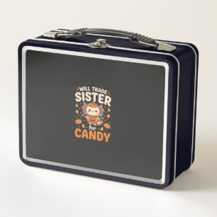 Axolotl Halloween Candy Trade Vector Design_1 Metal Lunch Box
