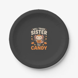 Axolotl Halloween Candy Trade Vector Design_1 Paper Plates