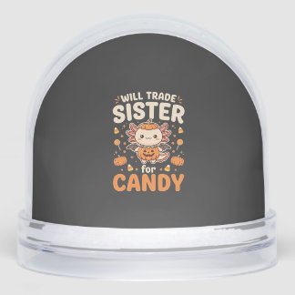 Axolotl Halloween Candy Trade Vector Design_1 Snow Globe