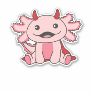 Axolotl Halloween Cute Devil Kids Witches Costume Sticker