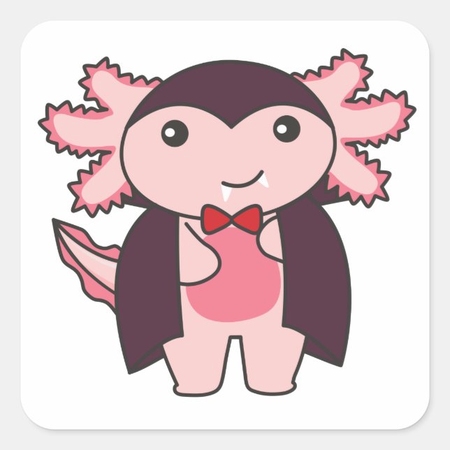 Axolotl Halloween Cute Devil Vampire Costume Squar Square Sticker (Front)