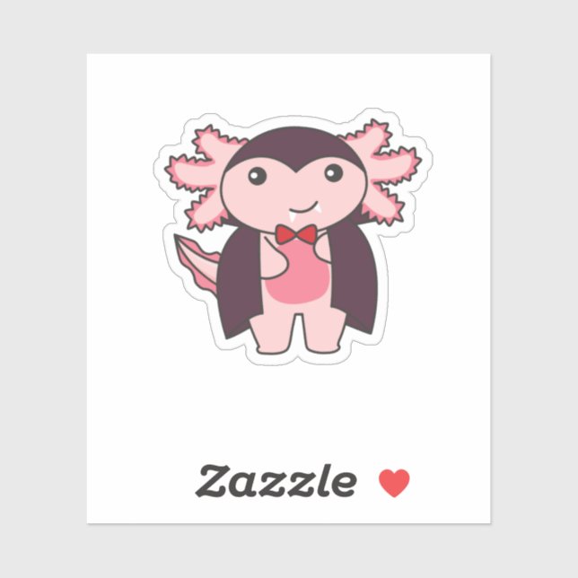 Axolotl Halloween Cute Devil Vampire Costume Sticker (Sheet)