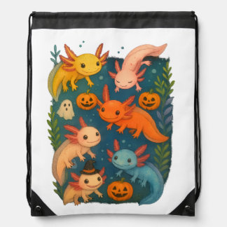 Axolotl Halloween Drawstring Bag