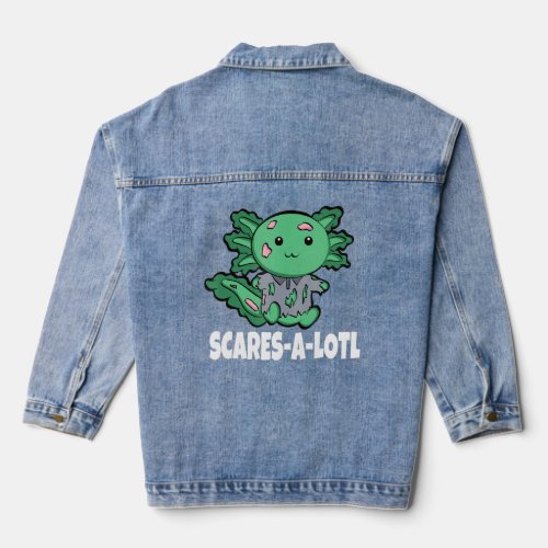 Axolotl Halloween Scaresalotl With Zombie Costume  Denim Jacket
