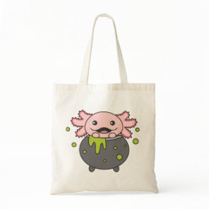 Axolotl Happy Halloween Cauldron Bat Tote Bag