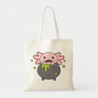 Axolotl Happy Halloween Cauldron Bat Tote Bag