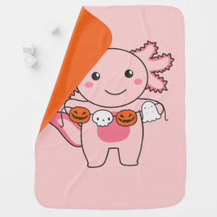 Axolotl Happy Halloween Pumpkin Bat Costume Baby B Blanket