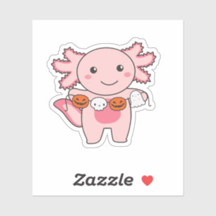 Axolotl Happy Halloween Pumpkin Bat Costume Sticker