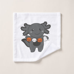 Axolotl Happy Halloween Pumpkin Bat Costume Wash Cloth