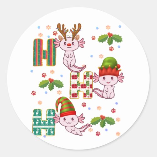 Axolotl Ho Ho Ho Merry Christmas Xmas Novelty  Classic Round Sticker