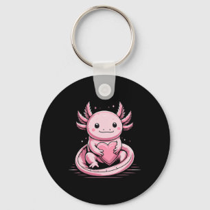 Axolotl Holding Heart Valentine's Day Cute Valenti Keychain