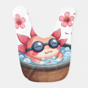 Axolotl Hot Tub Relaxation Kawaii Cute Animal Art Baby Bib