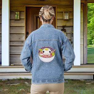 Axolotl in Bowl of Ramen Noddles Denim Jacket