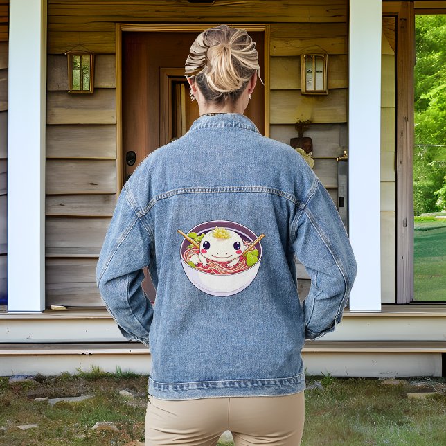 Axolotl in Bowl of Ramen Noddles Denim Jacket (Creator Uploaded)