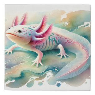 Axolotl in Dreamy Waters 110924AREF134 - Watercolo Faux Canvas Print