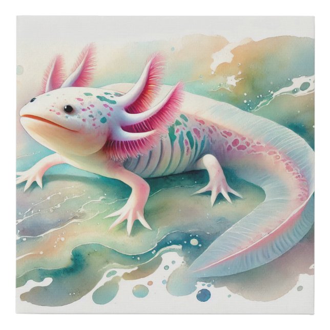 Axolotl in Dreamy Waters 110924AREF134 - Watercolo Faux Canvas Print (Front)