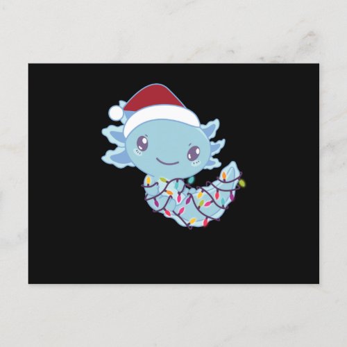Axolotl In Fairy Lights Funny Animal Christmas Postcard