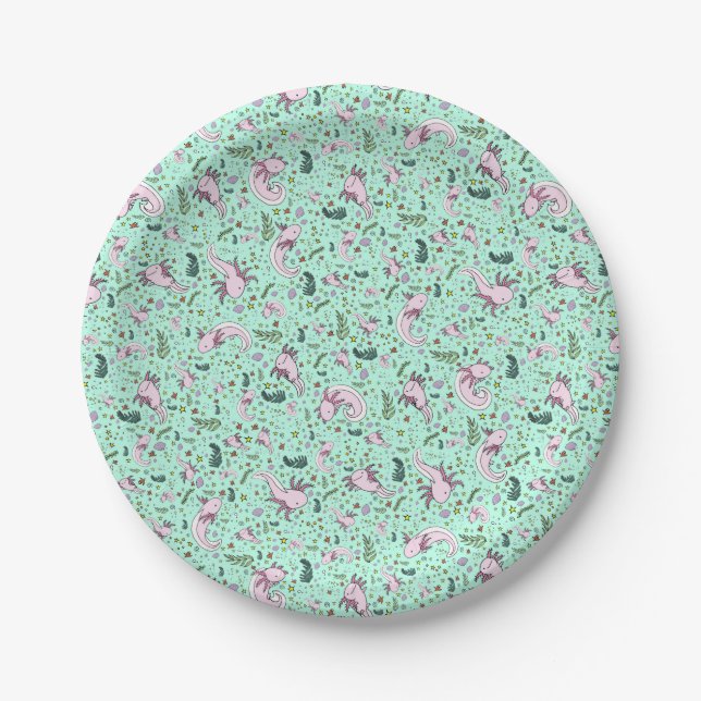 Axolotl in Green Paper Plates (Front)