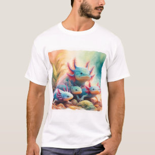 Axolotl in Harmony 060624AREF108 - Watercolor T-Shirt