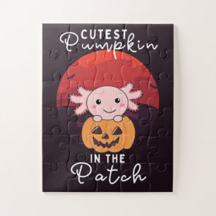 Axolotl In Pumpkin Sweet Axolotls Happy Halloween  Jigsaw Puzzle