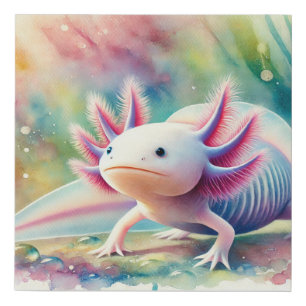 Axolotl in watercolor 061024AREF108 - Watercolor Faux Canvas Print