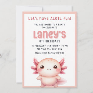 Axolotl invitation birthday girls, Axolotl invite