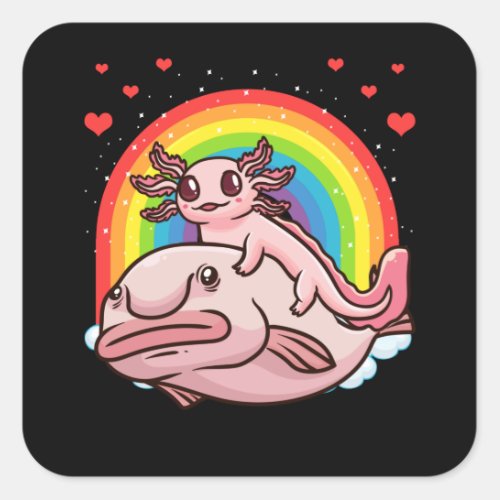 Axolotl Kawaii Blobfish Square Sticker